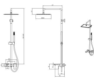 Душевая стойка Boheme Qubic 478-BR бронза